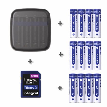 XTAR BC4 töltő + 12 x AA 2000mAh 1.5V Li-ion akkumulátor + 32 GB SD kártya