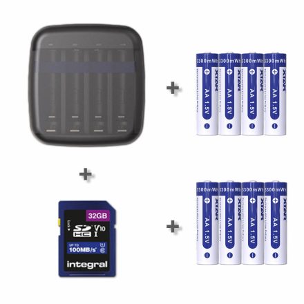 XTAR BC4 töltő + 8 x AA 2000mAh 1.5V Li-ion akkumulátor + 32 GB SD kártya