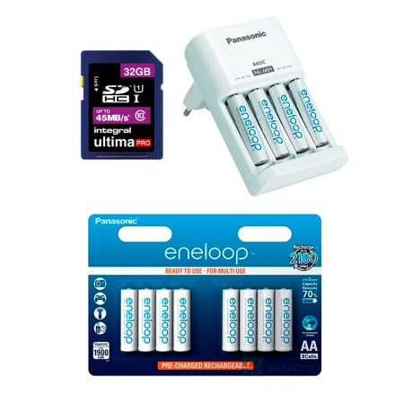 Vadkamera kiegészítő szett (Eneloop 2000 mAh AA akku x 12 + töltő + 32GB SD)